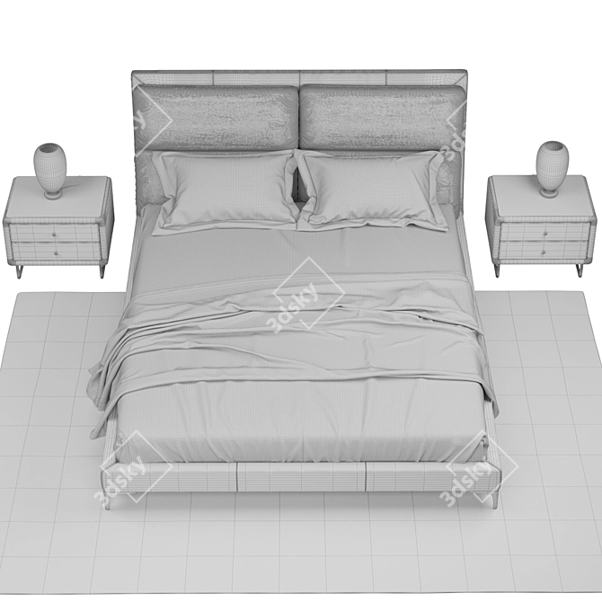 Karolina Bed: Sleek Style & Supreme Comfort 3D model image 3