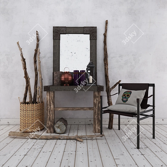 Minimalist Loft Decor Set 3D model image 1
