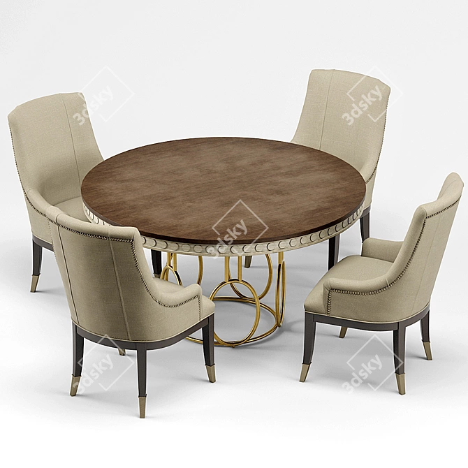 Modern Classic Dining Set: Madeline Chair and Alexis Table 3D model image 1