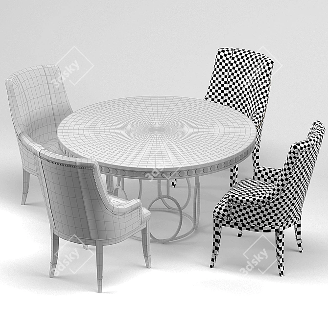 Modern Classic Dining Set: Madeline Chair and Alexis Table 3D model image 3