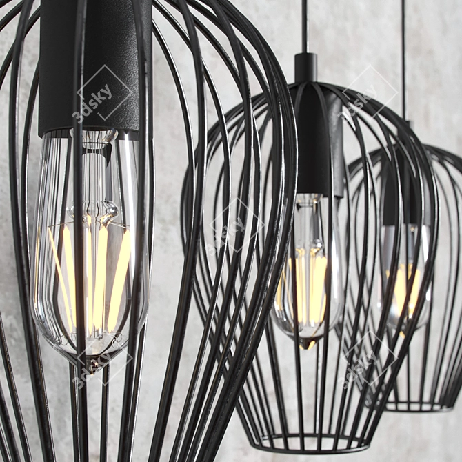Modern Black Pendant Light 3D model image 2