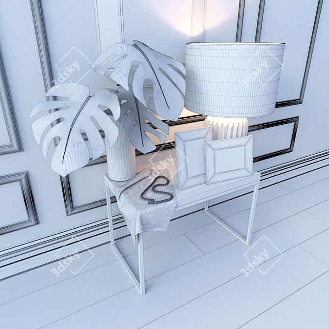 Zara Home Decor Set: Table, Lamp, Vase, Mirror 3D model image 3