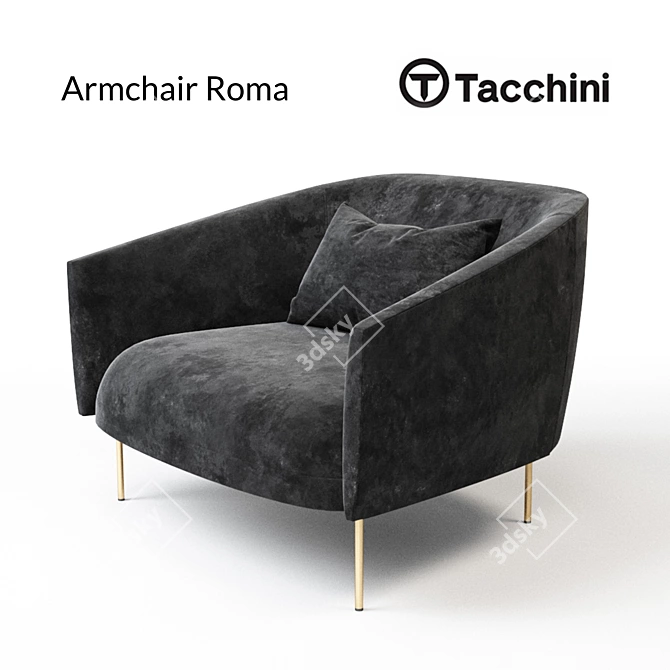 Modern Armchair with Fabric Upholstery 3D model image 1