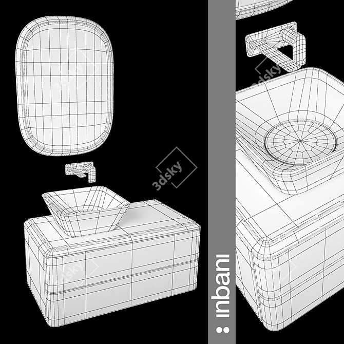 Fluent Collection: Hanged Vanity Set 3D model image 2