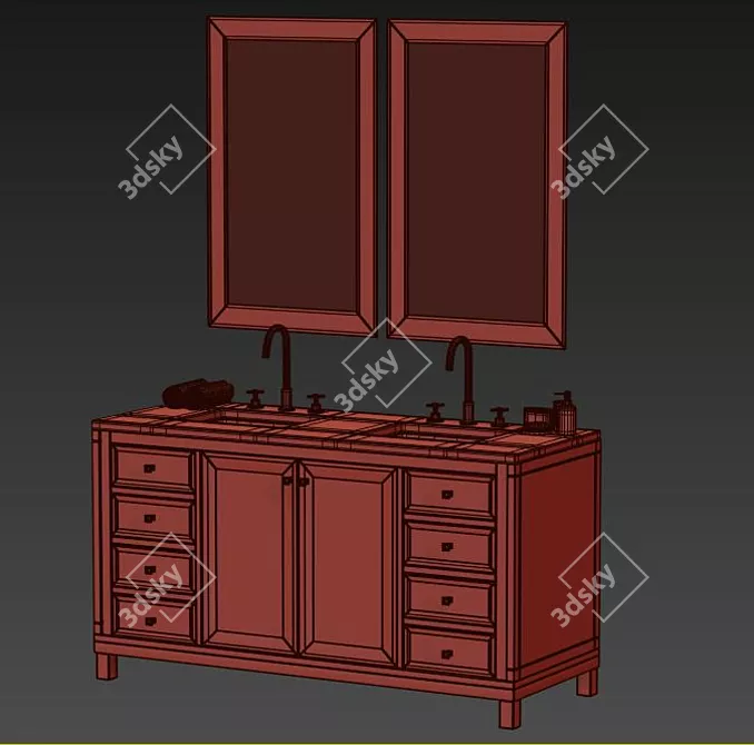 Chicago 60'' Double Vanity - Stunning, Spacious Bathroom Upgrade 3D model image 2