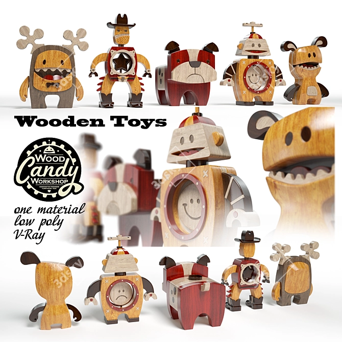 Title: Natural Wood Toys for Home and Kids 3D model image 1