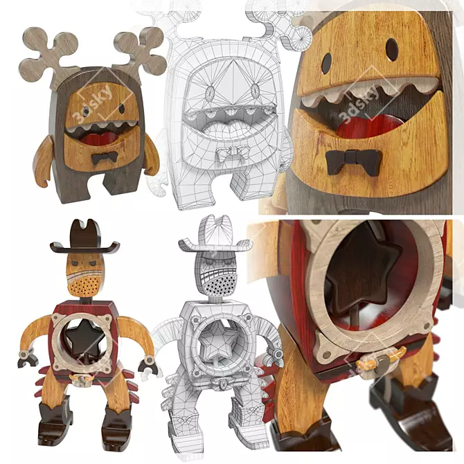 Title: Natural Wood Toys for Home and Kids 3D model image 2