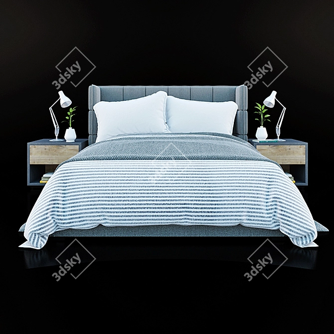 Title: MyFurnish Cube Bed 3D model image 1