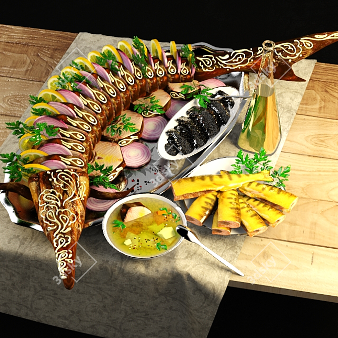 Savory Sturgeon Delight 3D model image 2