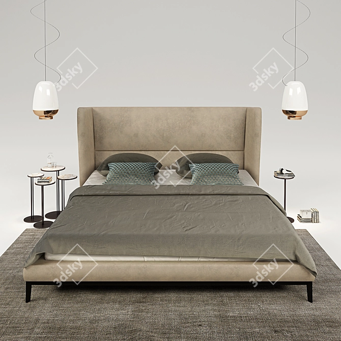 Luxury Ludovic Bed Set - Italian Craftsmanship 3D model image 2