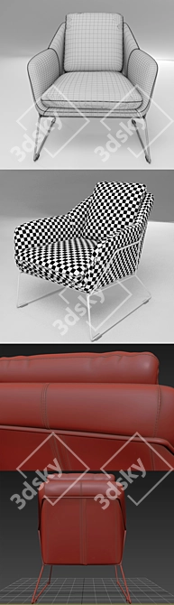 Modern Metal Lounge Chair 3D model image 3