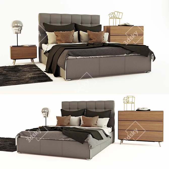 BoConcept Mezzo Bed Set 3D model image 1