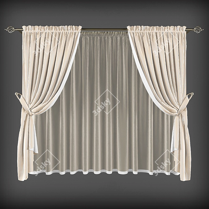 Kitchen Short Curtains 3D model image 1