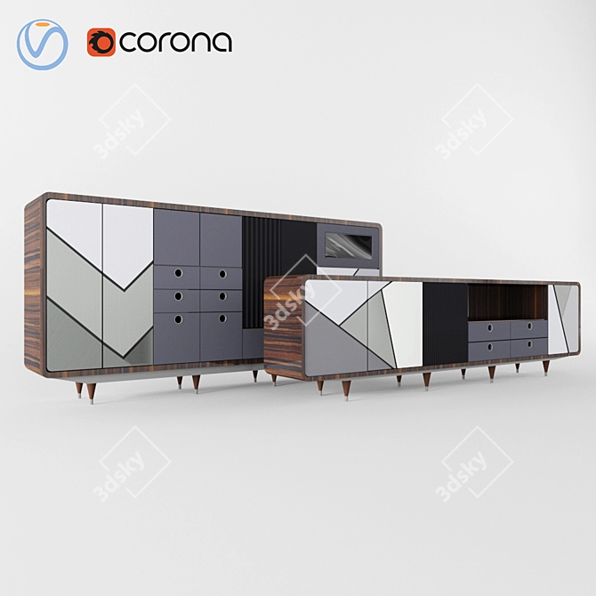 Customizable Curbstone & Chest of Drawers 3D model image 1