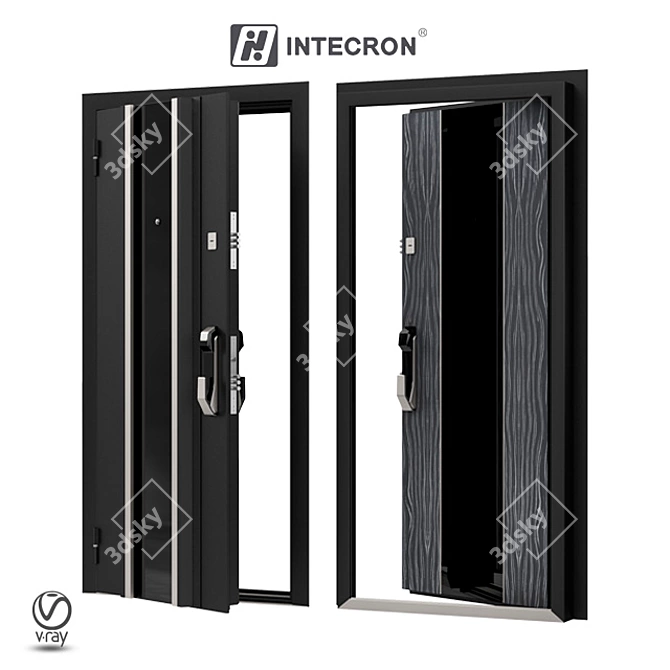 Stylish Munich Steel Door 3D model image 1