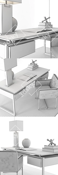 Elegant RH Latour Desk Set 3D model image 3