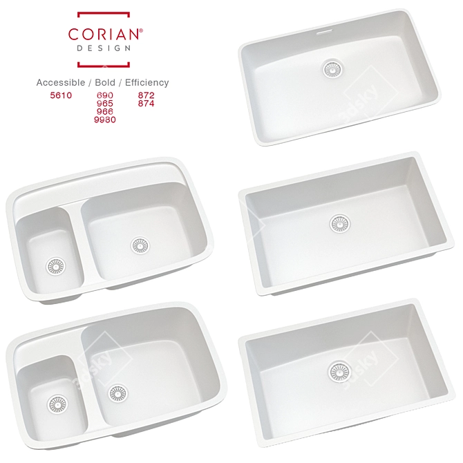 Dupont Corian Kitchen Sink Collection 3D model image 1