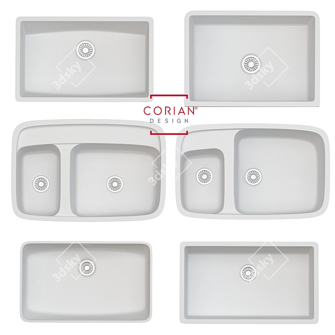 Dupont Corian Kitchen Sink Collection 3D model image 3