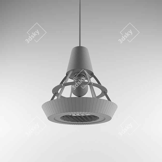 Woodfret Pendant: Industrial Loft Style Light 3D model image 3