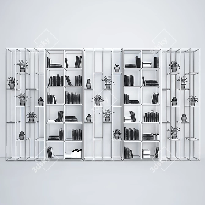 Minimalist White Bookshelf 3D model image 3