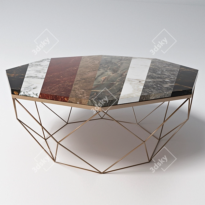 Elegant Marble Coffee Table Set 3D model image 2