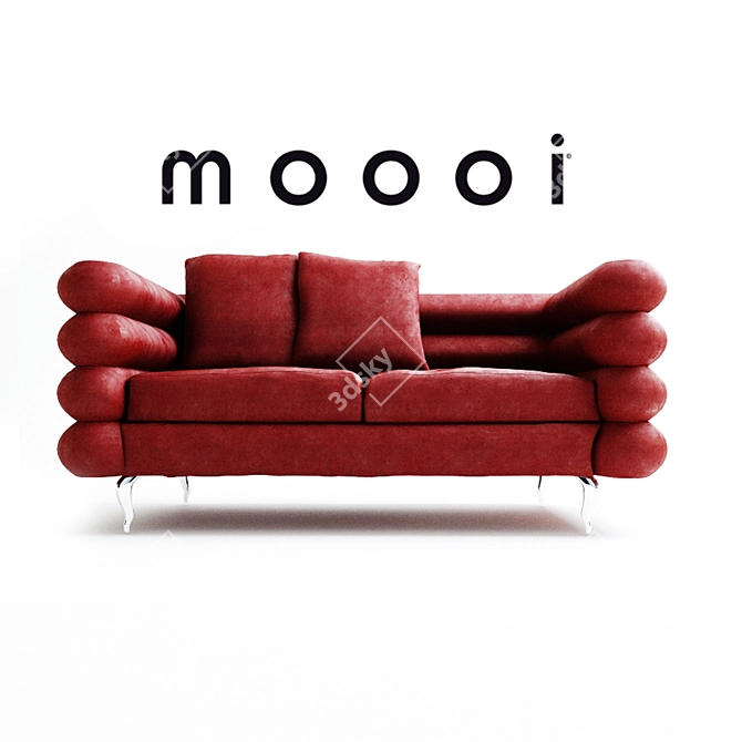 Luxurious Red Velvet Moooi Botero Sofa 3D model image 1