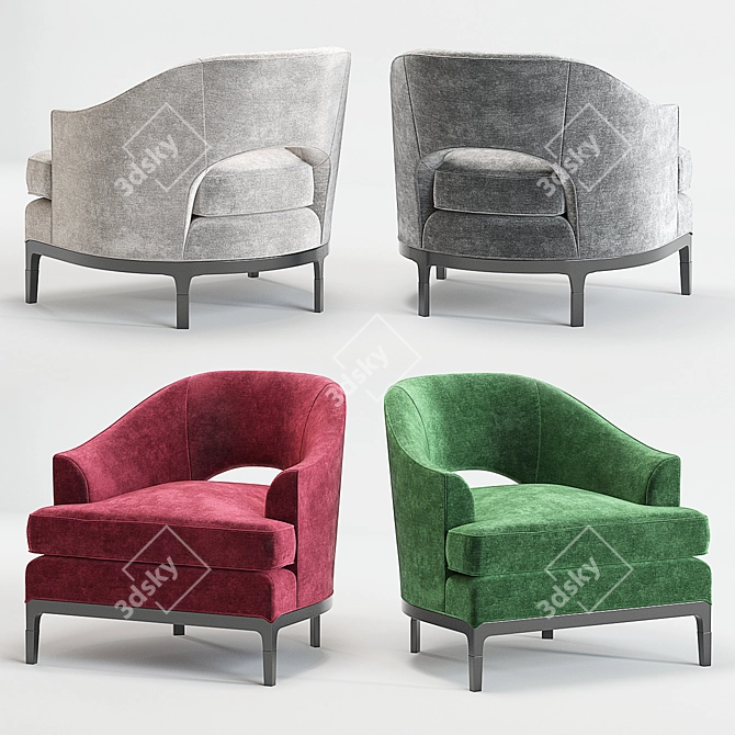 Baker Carnelian Lounge Chair Set: Exquisite Design in 6 Vibrant Colors! 3D model image 2