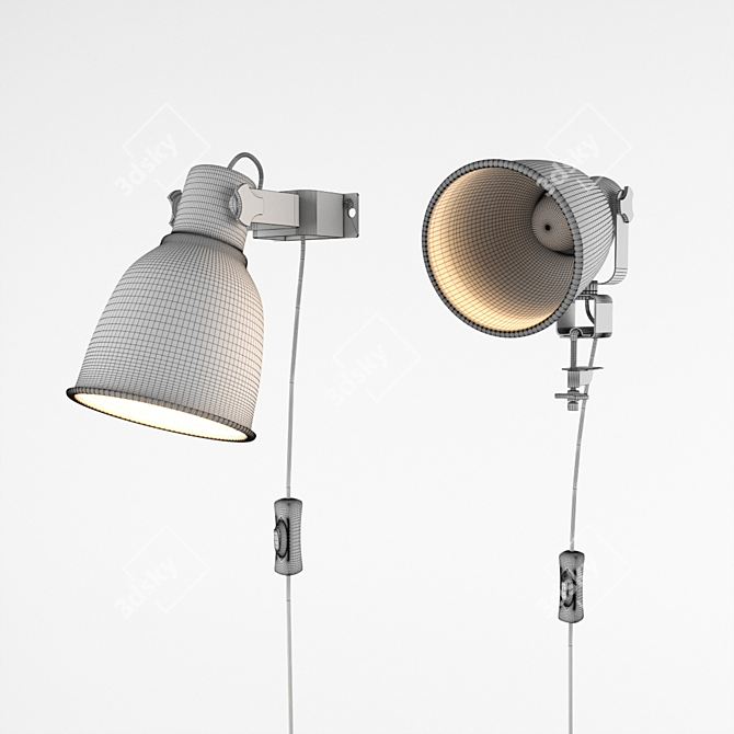 Flexible Wall-Mounted Spotlight with Clip 3D model image 3
