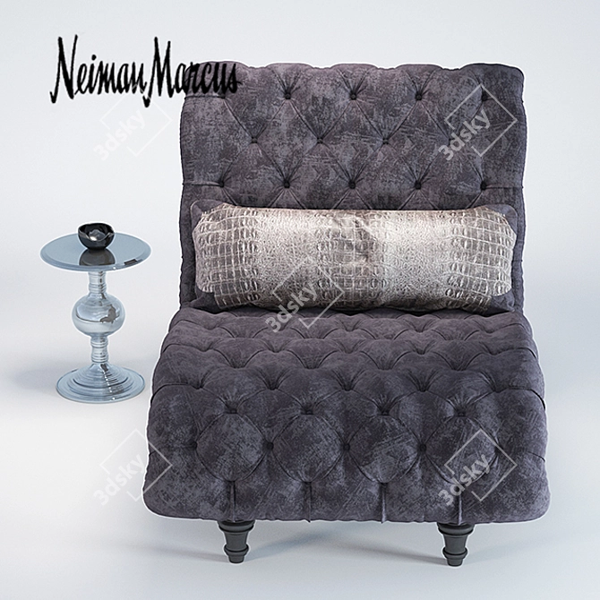 Battista Chaise with Acrylic Side Table 3D model image 2