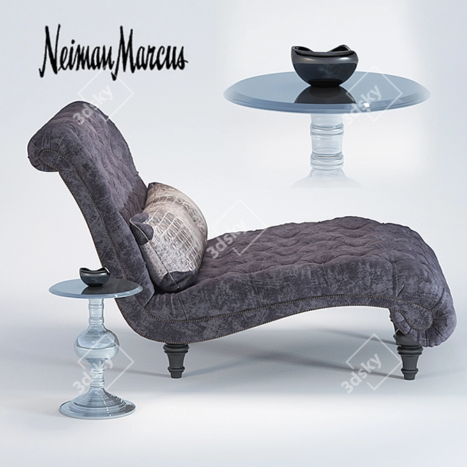 Battista Chaise with Acrylic Side Table 3D model image 3