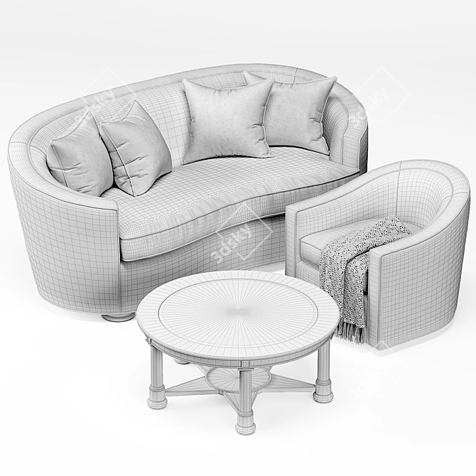 Title: Anthony Baratta Isla Sofa & Rocco Swivel Chair Set 3D model image 3