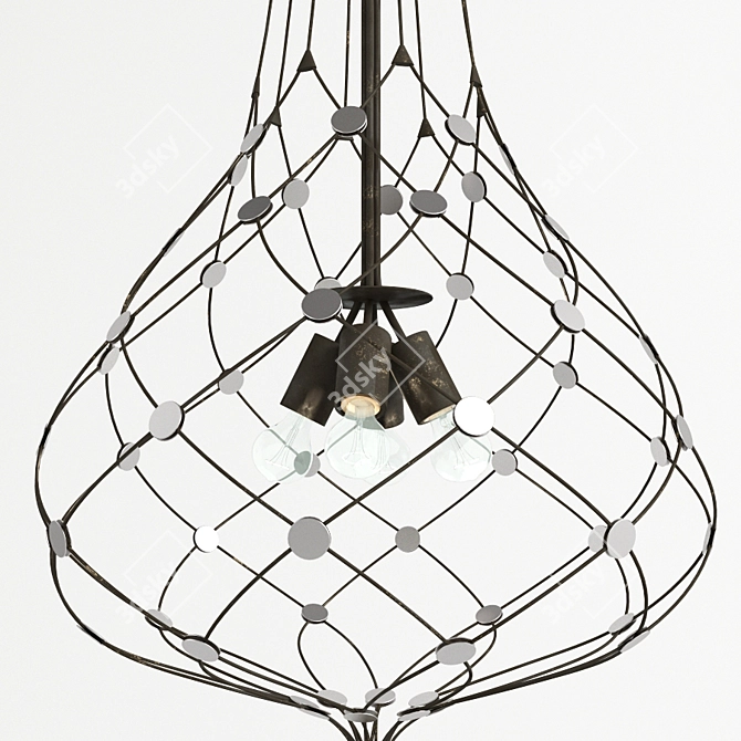 Elegant 4-Light Metal Chandelier 3D model image 2