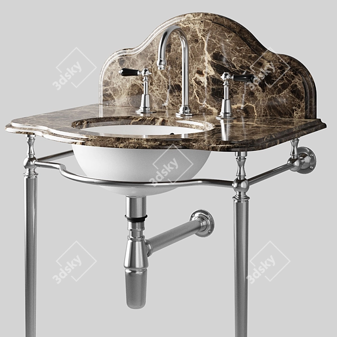 Elegant Parisian Nero: 830-1120mm Height, 600mm Depth, 790mm Width 3D model image 2