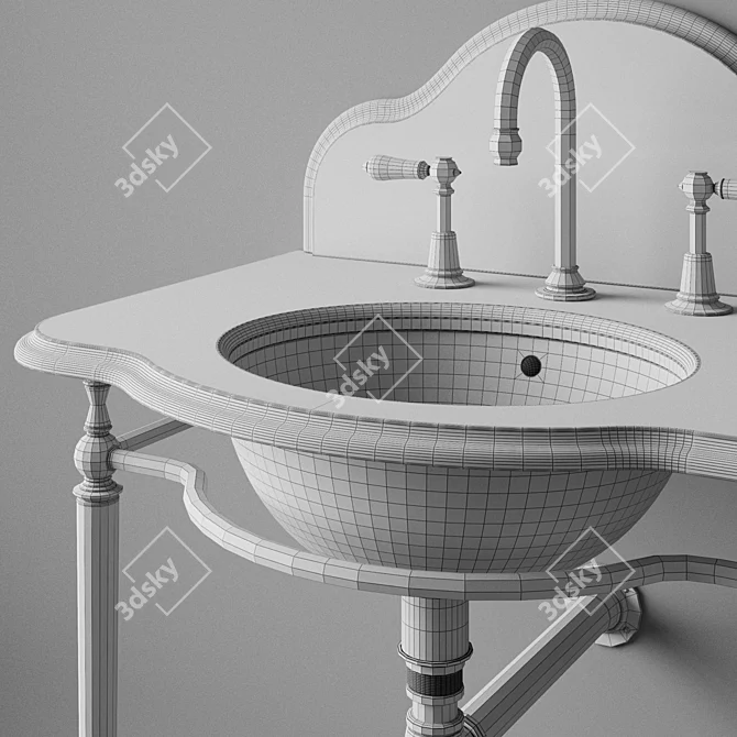 Elegant Parisian Nero: 830-1120mm Height, 600mm Depth, 790mm Width 3D model image 3