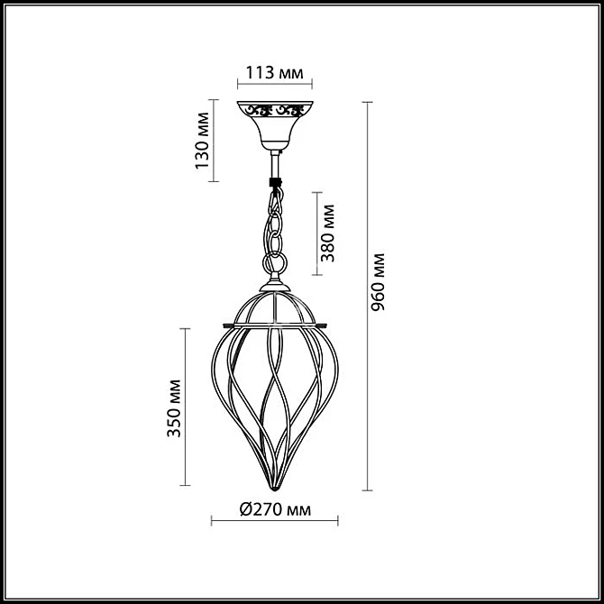 Bronze Glass Pendant Light 450mm 3D model image 2