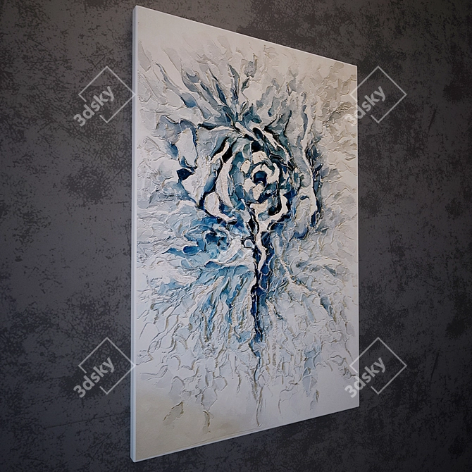 Abstract Blue and White Painting 3D model image 2