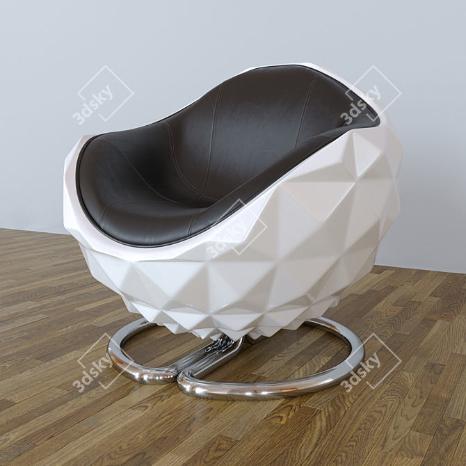 Swivel Chair Mines: Futuristic Geometry and Luxury Leather 3D model image 1