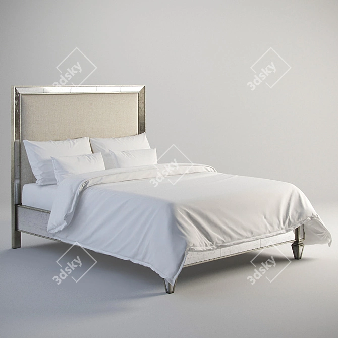 Elegant Eglomise Queen Bed 3D model image 1