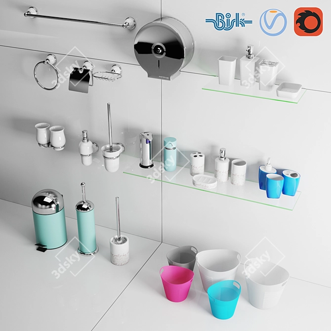 BISK Bathroom Accessory Sets - Stylish, Practical, and Durable! 3D model image 2