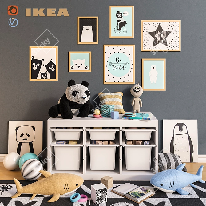 IKEA Children's Room Set: Furniture, Toys & Decor 3D model image 3