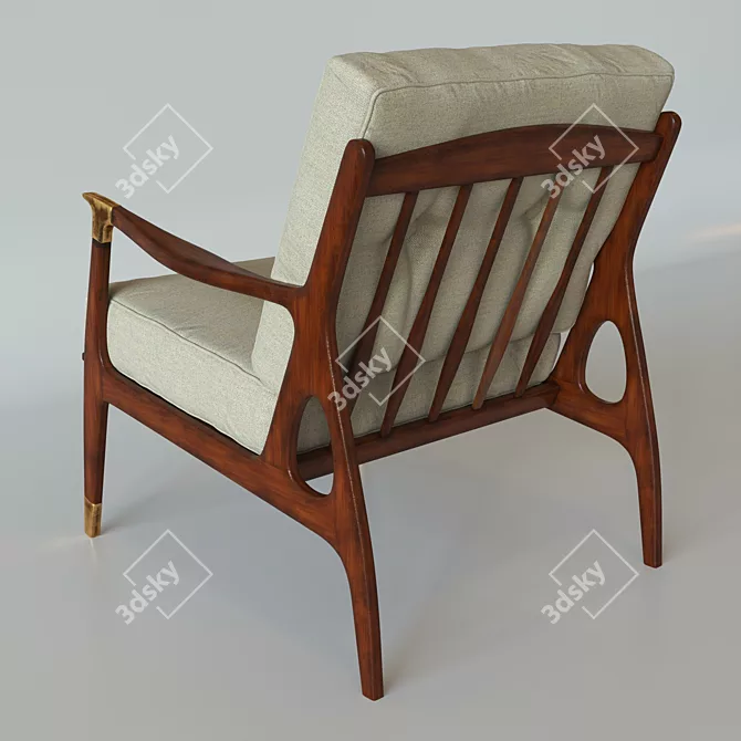 Haverhill Chair: Linen Upholstered, Birch Frame 3D model image 2
