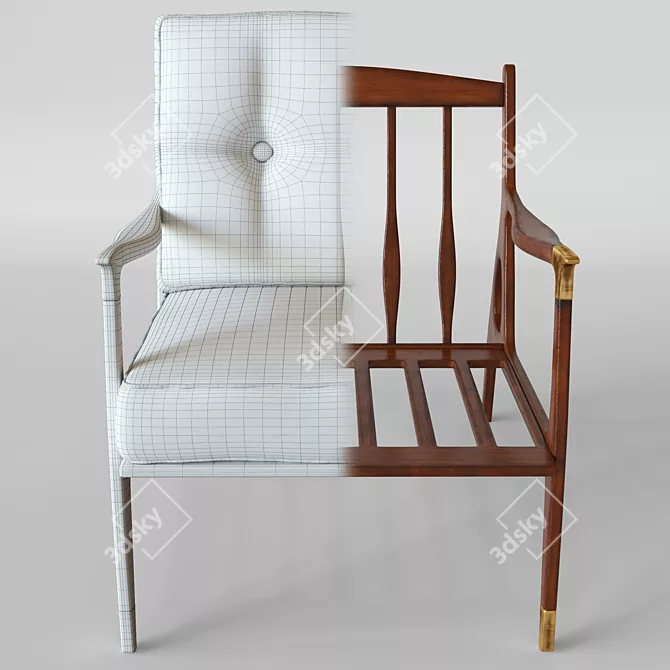 Haverhill Chair: Linen Upholstered, Birch Frame 3D model image 3