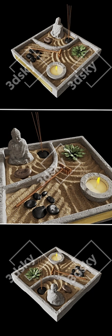 Tranquil Mini Zen Garden 3D model image 2