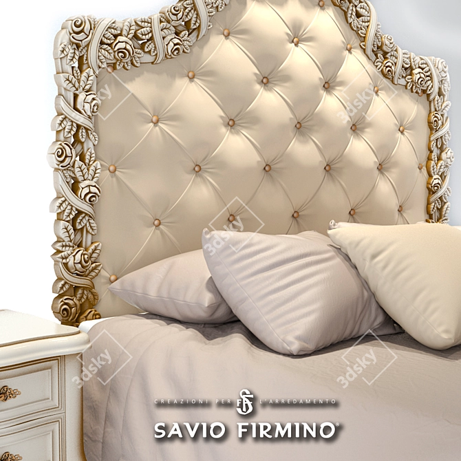 Luxury Classic Bed with Nightstands 3D model image 2