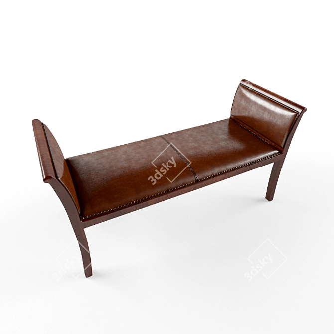 Vintage Teak Wood Butterfly Bench 3D model image 2