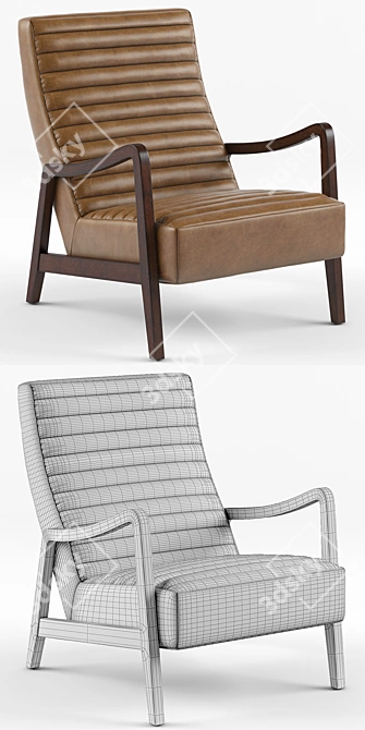 Modern Classic Camel Leather Armchair - Timeless Elegance! 3D model image 2