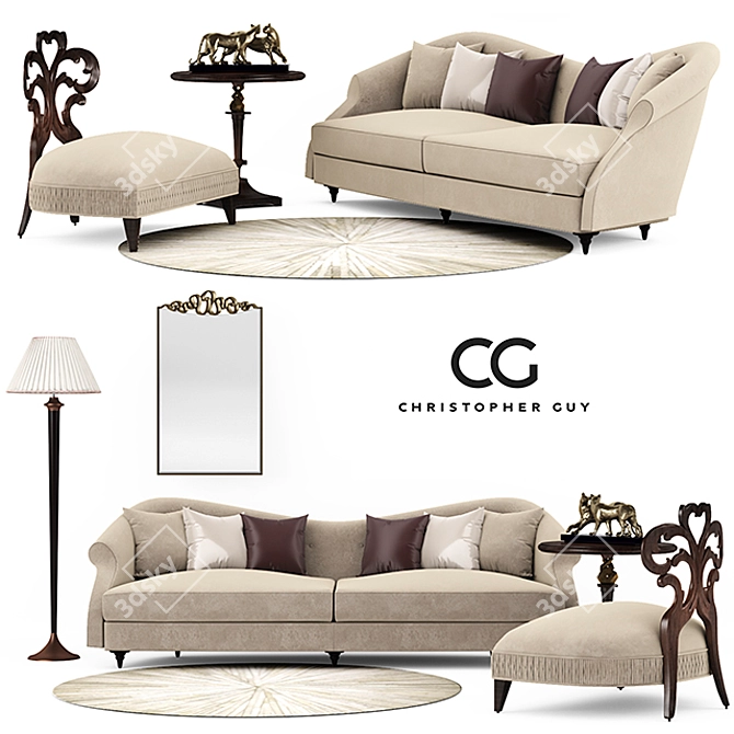 Elegant Christopher Guy Sofa Set 3D model image 1