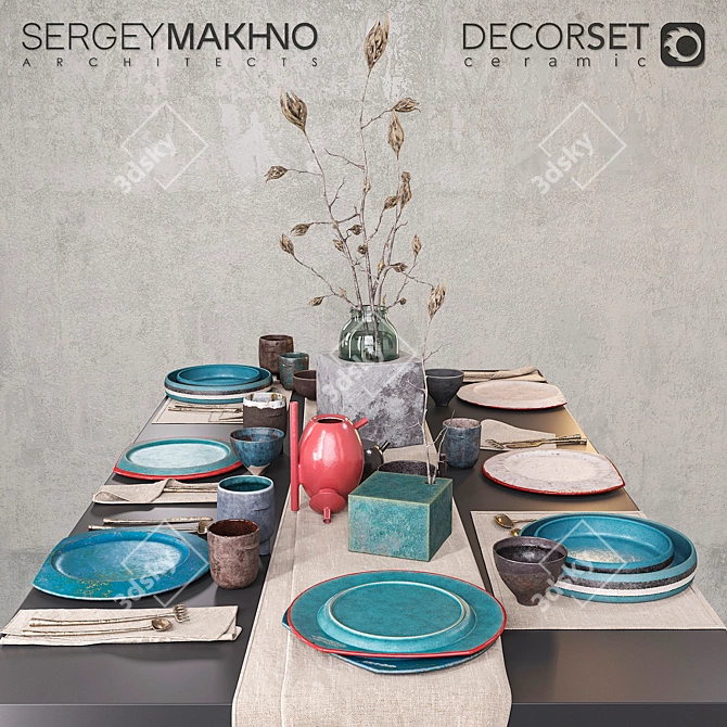 SMA Decor Set - Ceramic Tableware Collection by Sergey Makhno Architects. Elegant Ceramic Décor Set. 3D model image 1