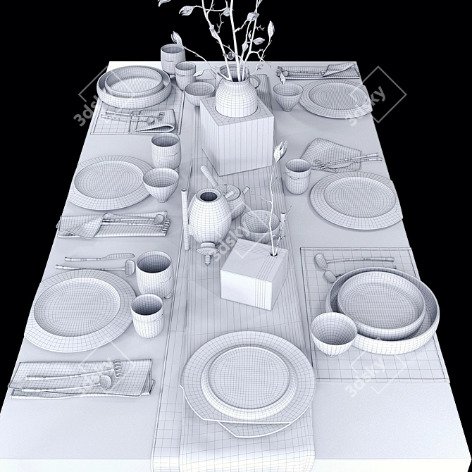 SMA Decor Set - Ceramic Tableware Collection by Sergey Makhno Architects. Elegant Ceramic Décor Set. 3D model image 3