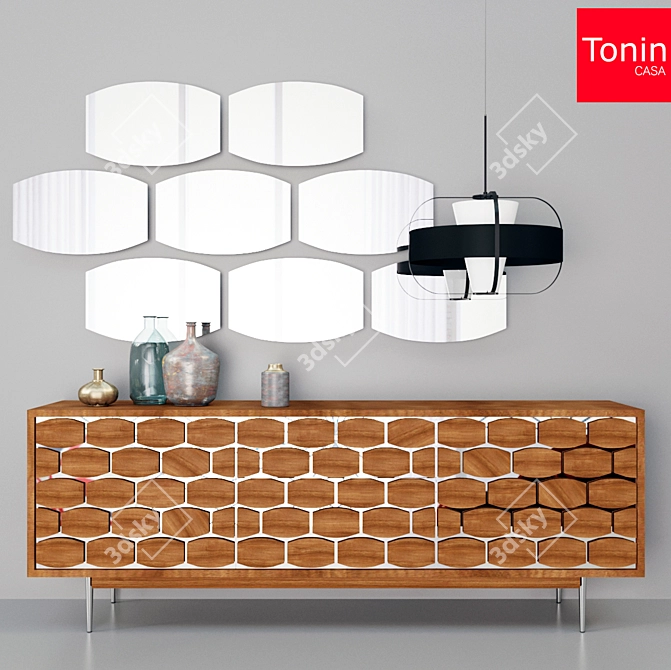 Elegant Honey Sideboard: Stylish Storage for Your Home 3D model image 1